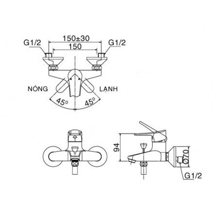 voi-sen-tam-nong-lanh-inax-bfv-1003s-2c