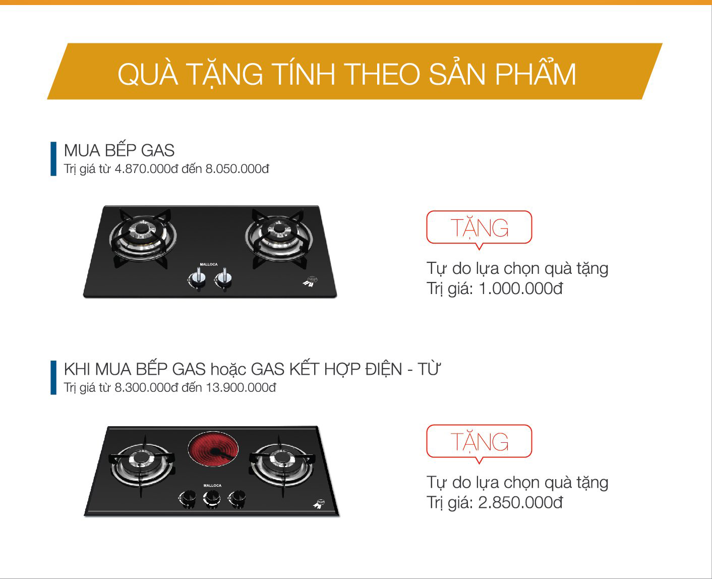 Khuyến mãi bếp gas Malloca